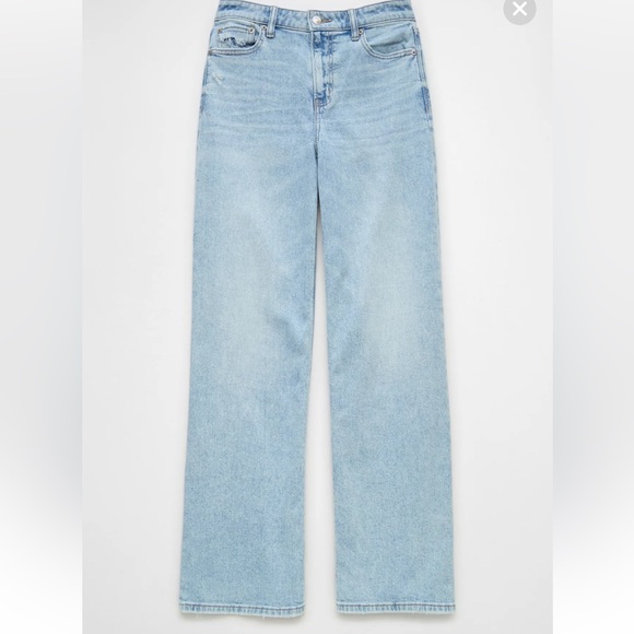 AE Dreamy Drape Stretch Super High-Waisted Baggy Wide-Leg Jean size 12 x short - Picture 3 of 8